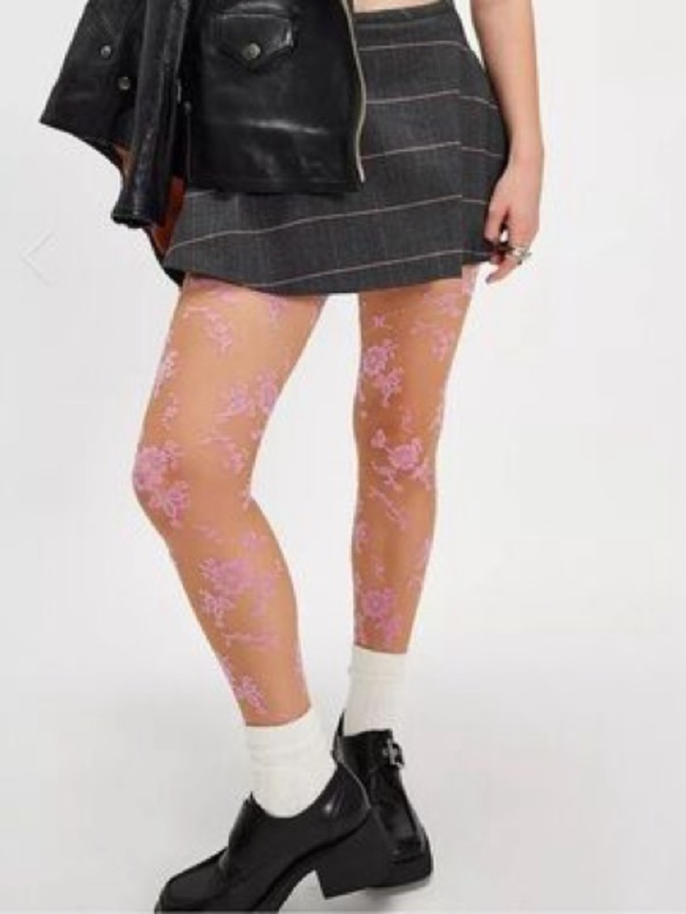 Free People Flocked Floral Tights - Picture 4 of 4